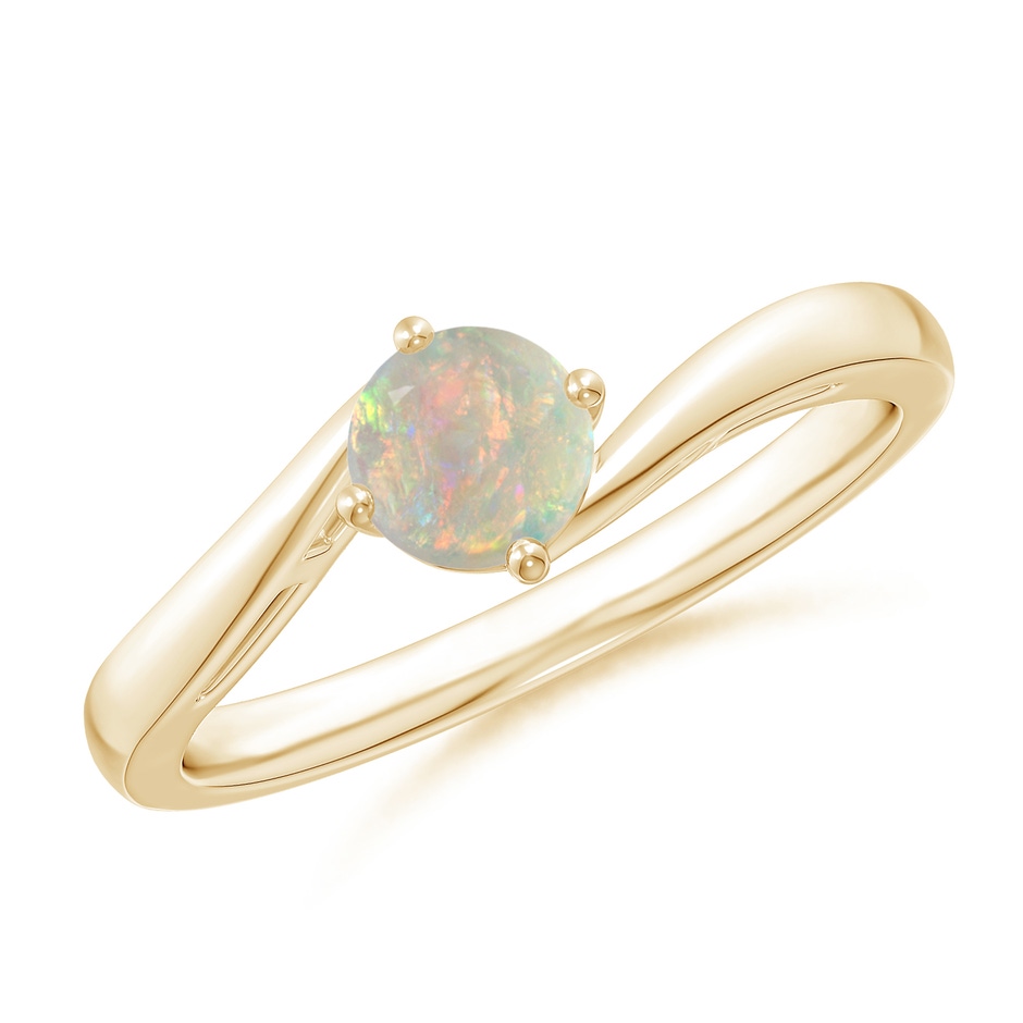 5mm AAAA Classic Round Opal Solitaire Bypass Ring in Yellow Gold 
