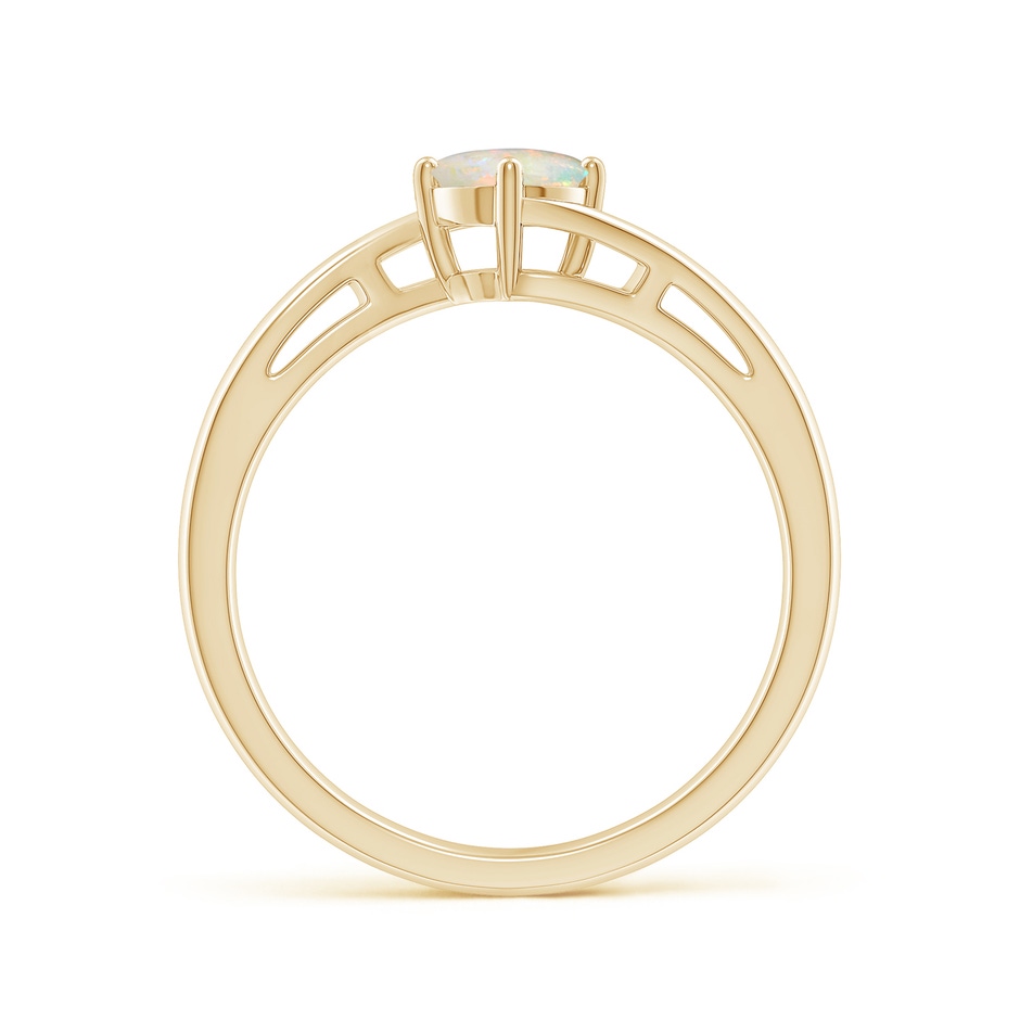 5mm AAAA Classic Round Opal Solitaire Bypass Ring in Yellow Gold side-1