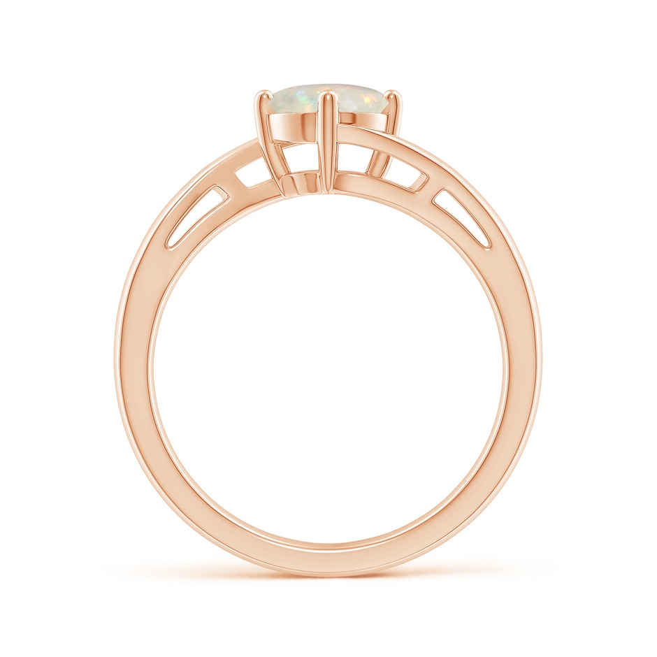 6mm AAA Classic Round Opal Solitaire Bypass Ring in Rose Gold side-1