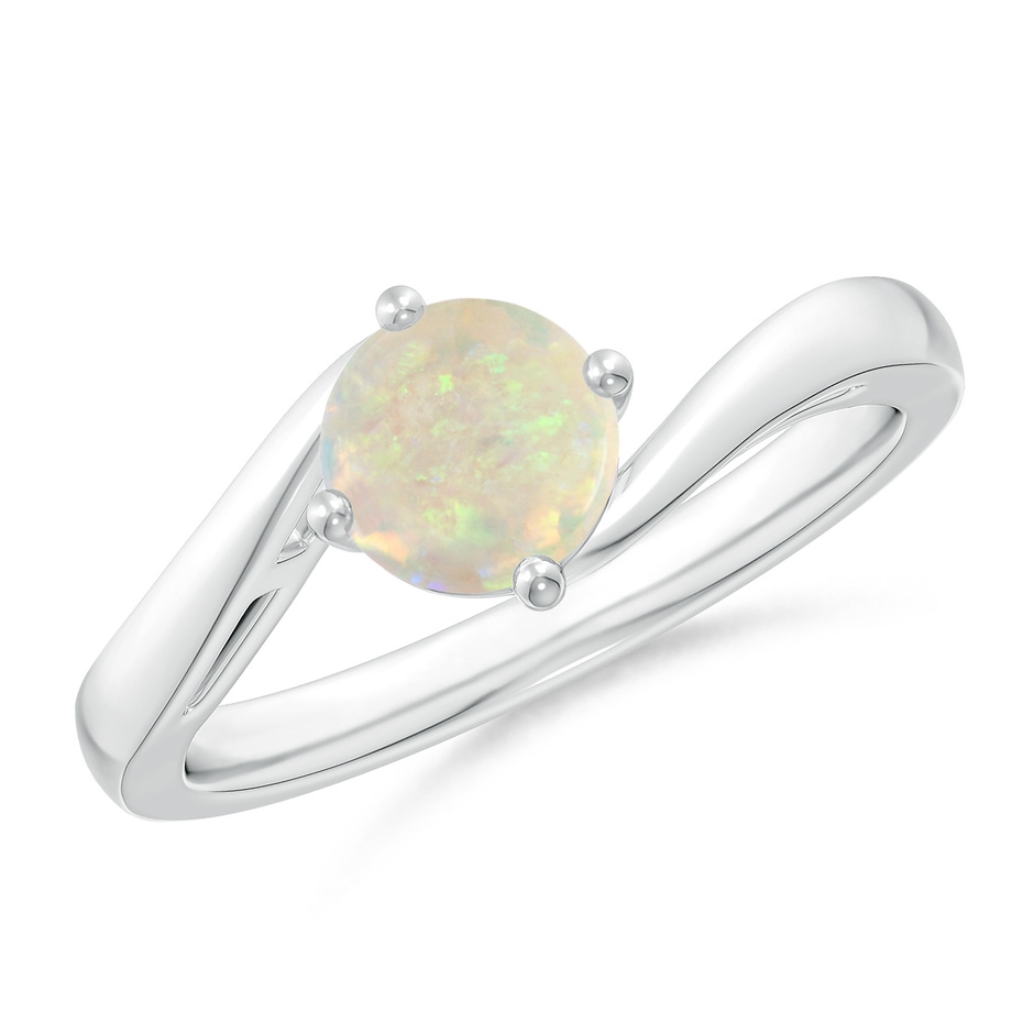 6mm AAA Classic Round Opal Solitaire Bypass Ring in White Gold 