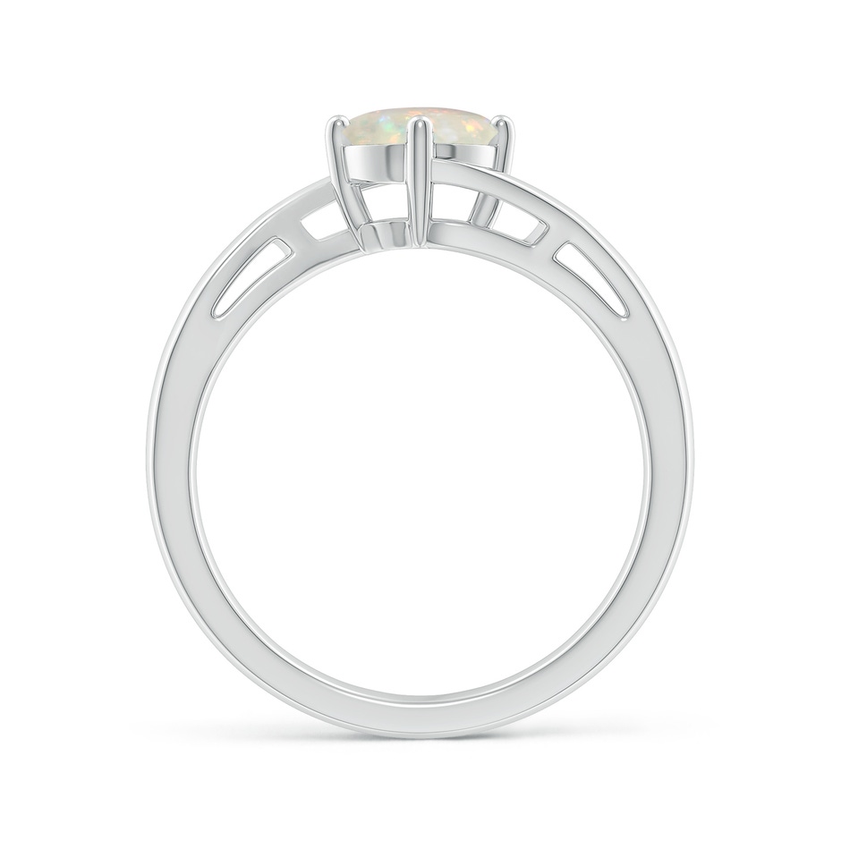6mm AAA Classic Round Opal Solitaire Bypass Ring in White Gold side-1