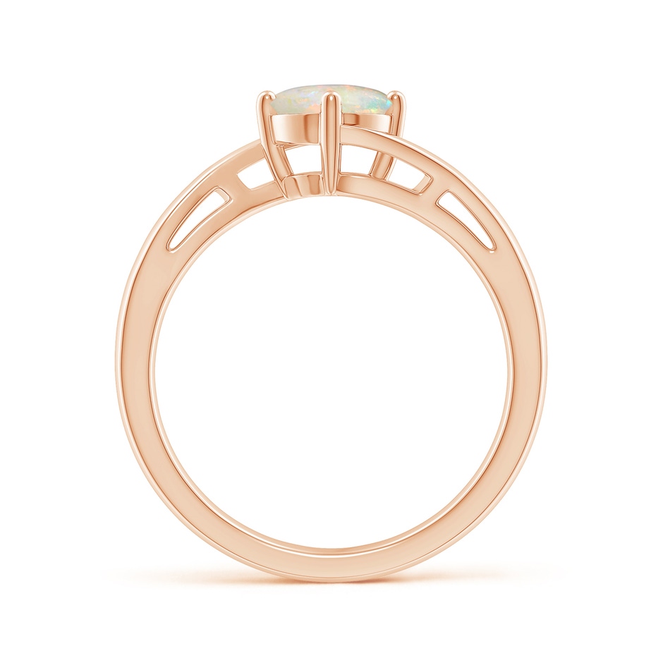 6mm AAAA Classic Round Opal Solitaire Bypass Ring in Rose Gold side-1