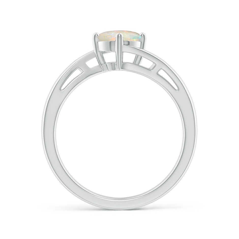 6mm AAAA Classic Round Opal Solitaire Bypass Ring in White Gold side-1