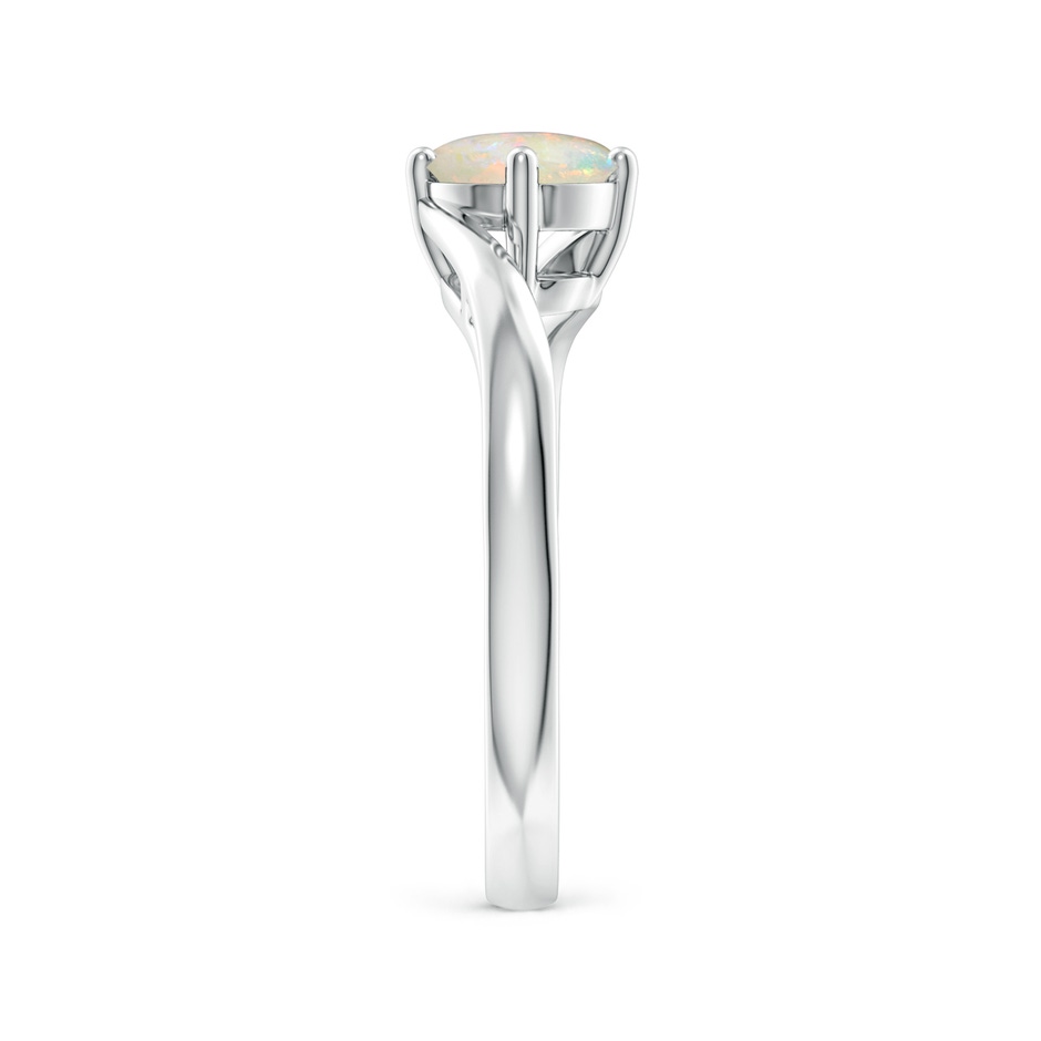 6mm AAAA Classic Round Opal Solitaire Bypass Ring in White Gold side-2