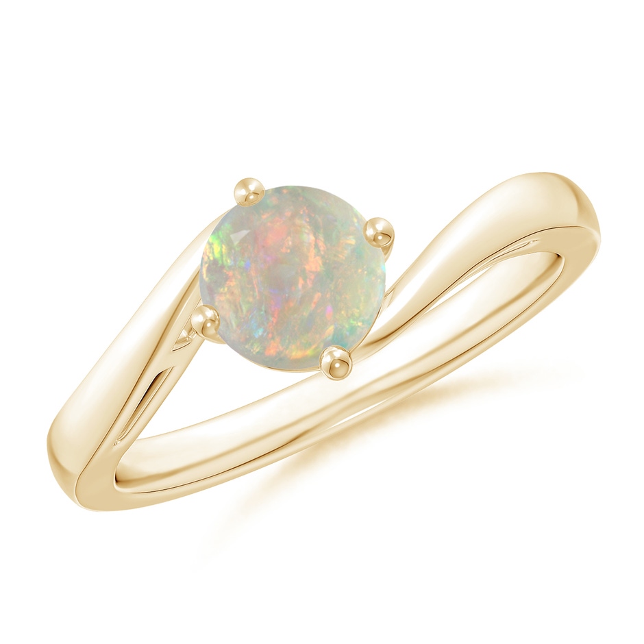 6mm AAAA Classic Round Opal Solitaire Bypass Ring in Yellow Gold 