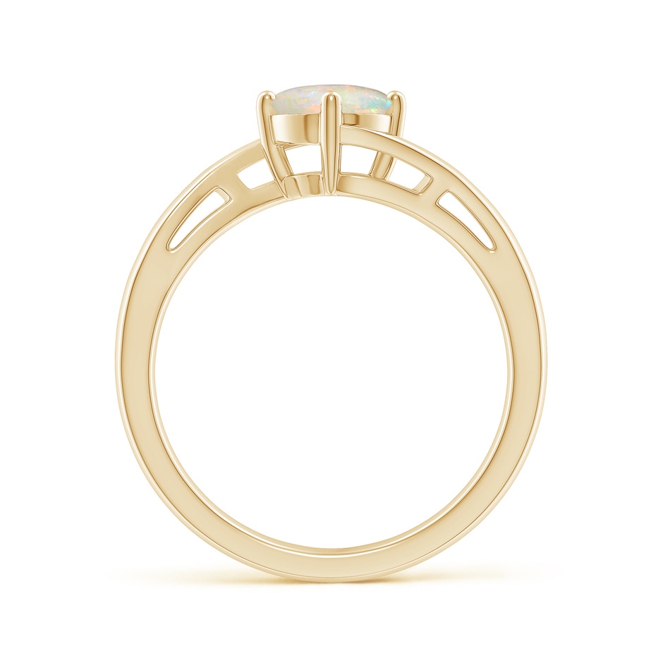 6mm AAAA Classic Round Opal Solitaire Bypass Ring in Yellow Gold side-1