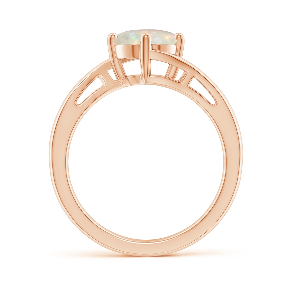 7mm AAA Classic Round Opal Solitaire Bypass Ring in Rose Gold side-1