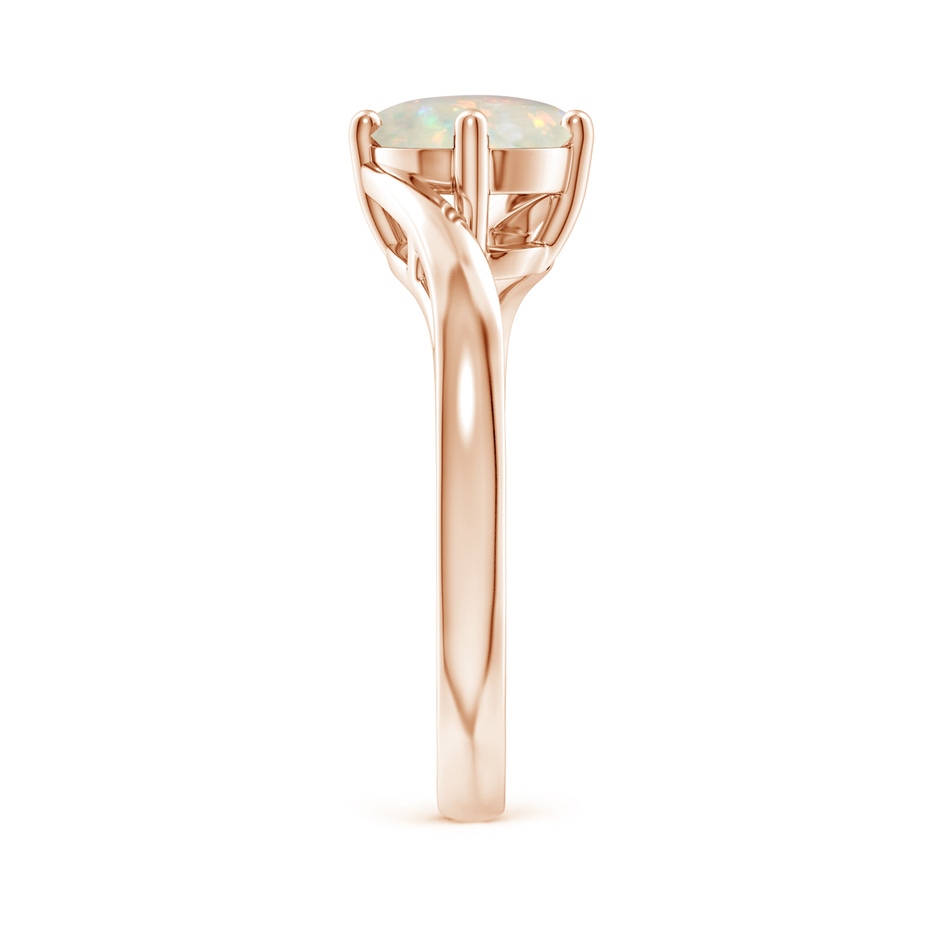 7mm AAA Classic Round Opal Solitaire Bypass Ring in Rose Gold side-2