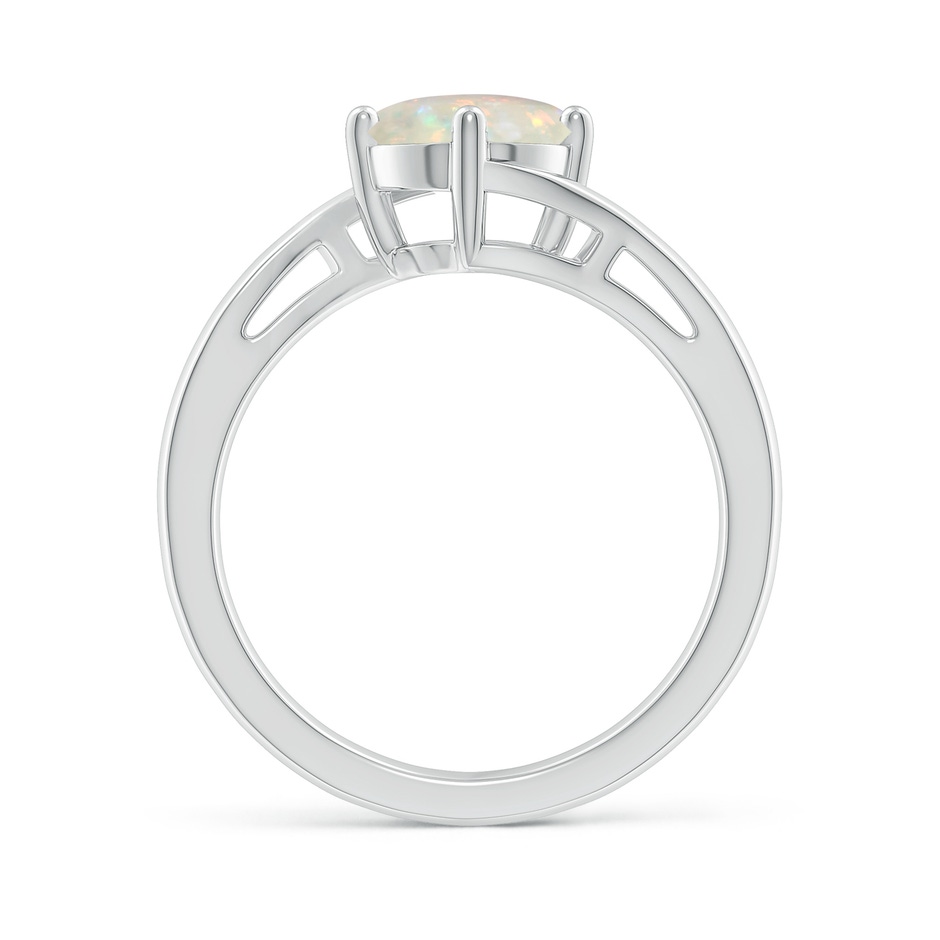 7mm AAA Classic Round Opal Solitaire Bypass Ring in White Gold side-1