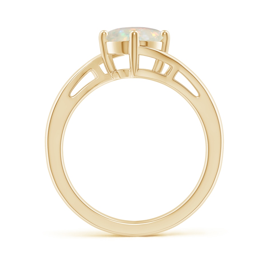 7mm AAA Classic Round Opal Solitaire Bypass Ring in Yellow Gold side-1