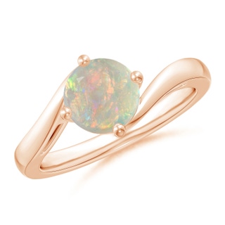 7mm AAAA Classic Round Opal Solitaire Bypass Ring in Rose Gold