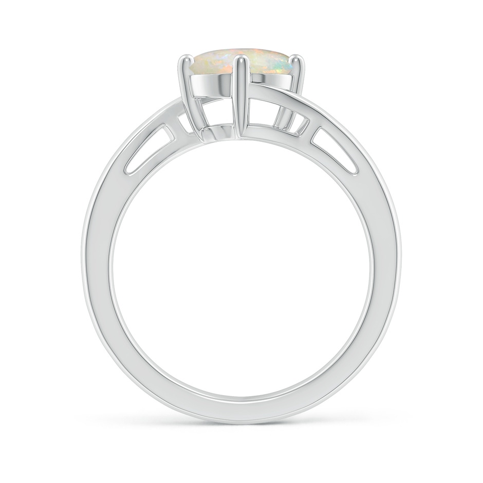 7mm AAAA Classic Round Opal Solitaire Bypass Ring in White Gold side-1