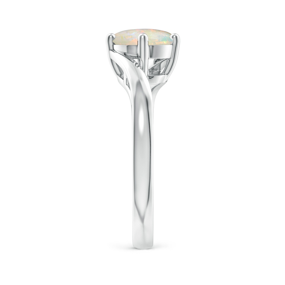 7mm AAAA Classic Round Opal Solitaire Bypass Ring in White Gold side-2