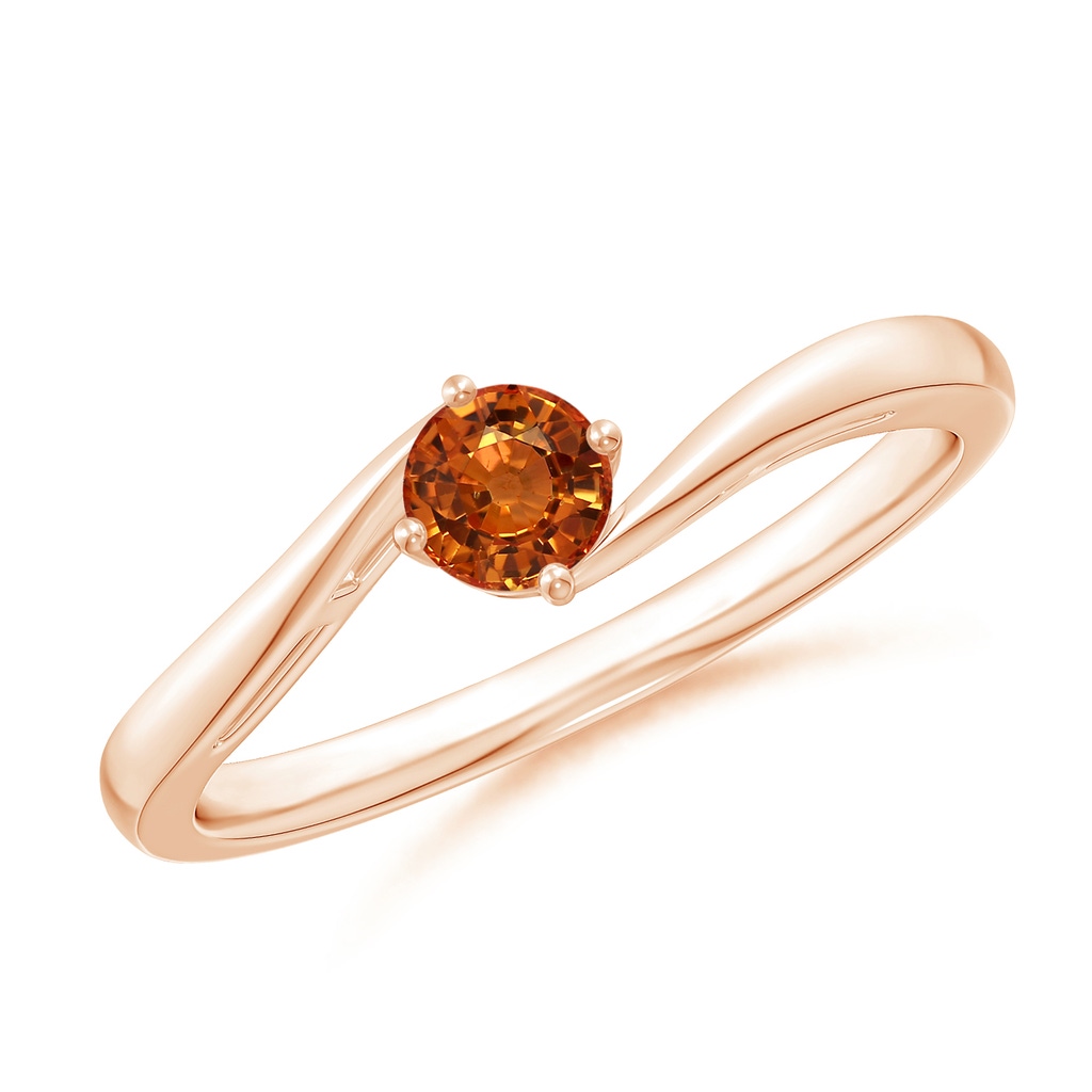 4mm AAAA Classic Round Orange Sapphire Solitaire Bypass Ring in Rose Gold