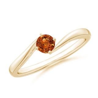 4mm AAAA Classic Round Orange Sapphire Solitaire Bypass Ring in Yellow Gold