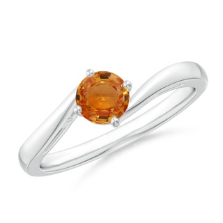 5mm AAA Classic Round Orange Sapphire Solitaire Bypass Ring in White Gold