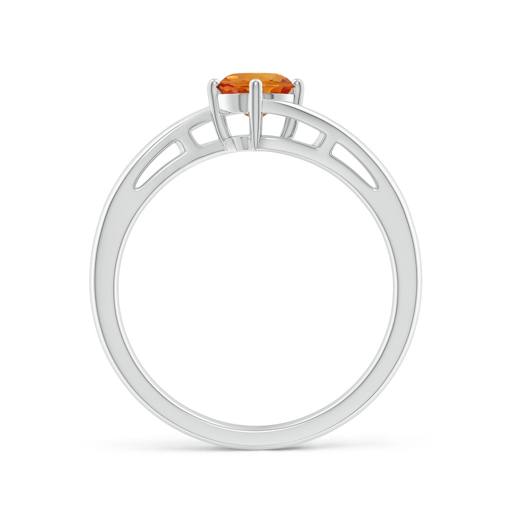 5mm AAA Classic Round Orange Sapphire Solitaire Bypass Ring in White Gold Side-1