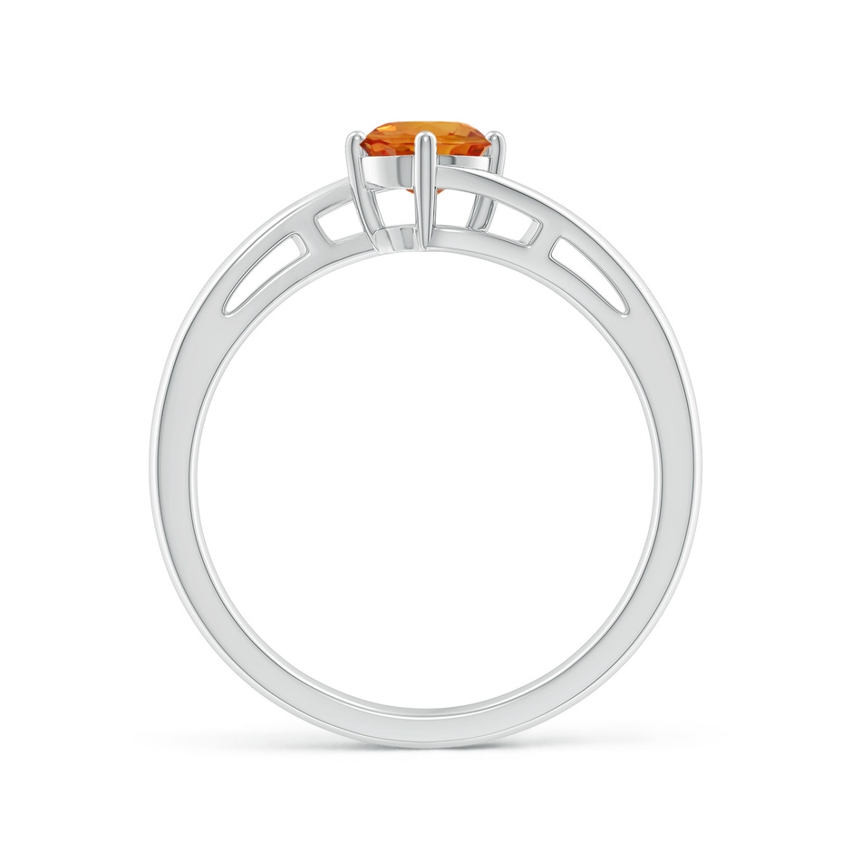 5mm AAA Classic Round Orange Sapphire Solitaire Bypass Ring in White Gold side-1