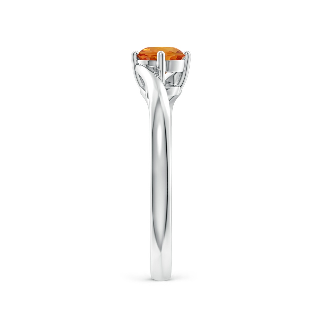 5mm AAA Classic Round Orange Sapphire Solitaire Bypass Ring in White Gold Side-2