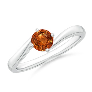 5mm AAAA Classic Round Orange Sapphire Solitaire Bypass Ring in P950 Platinum
