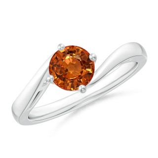 6mm AAAA Classic Round Orange Sapphire Solitaire Bypass Ring in P950 Platinum