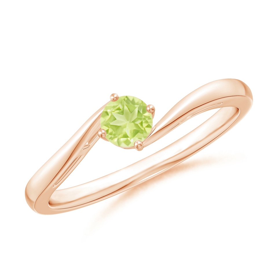 4mm A Classic Round Peridot Solitaire Bypass Ring in Rose Gold 