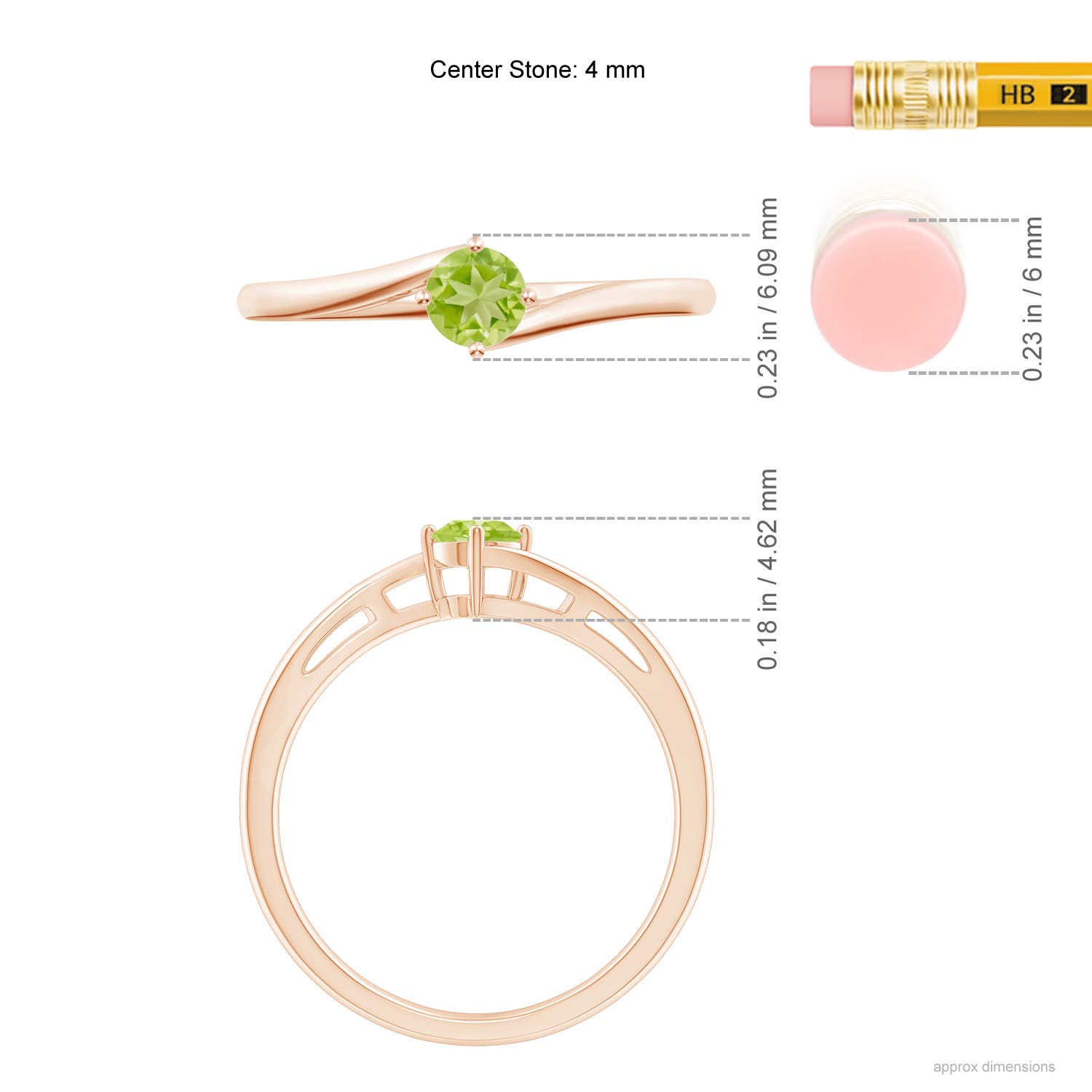 AA - Peridot / 0.3 CT / 14 KT Rose Gold