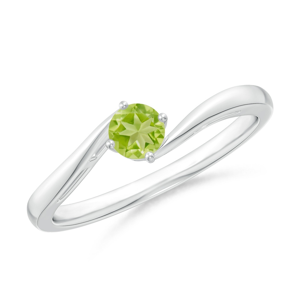 4mm AA Classic Round Peridot Solitaire Bypass Ring in White Gold 