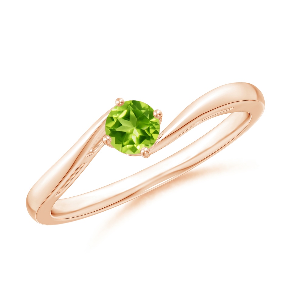 4mm AAA Classic Round Peridot Solitaire Bypass Ring in Rose Gold 