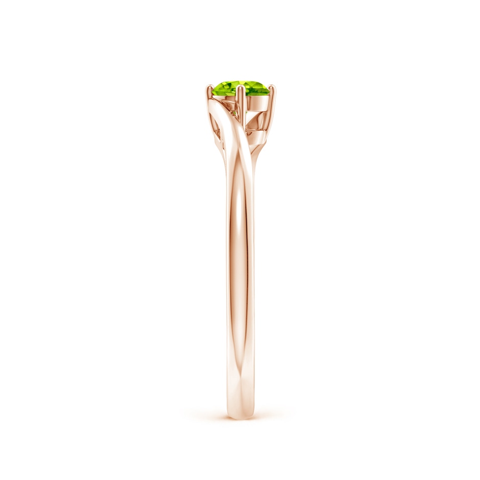 4mm AAA Classic Round Peridot Solitaire Bypass Ring in Rose Gold side-2