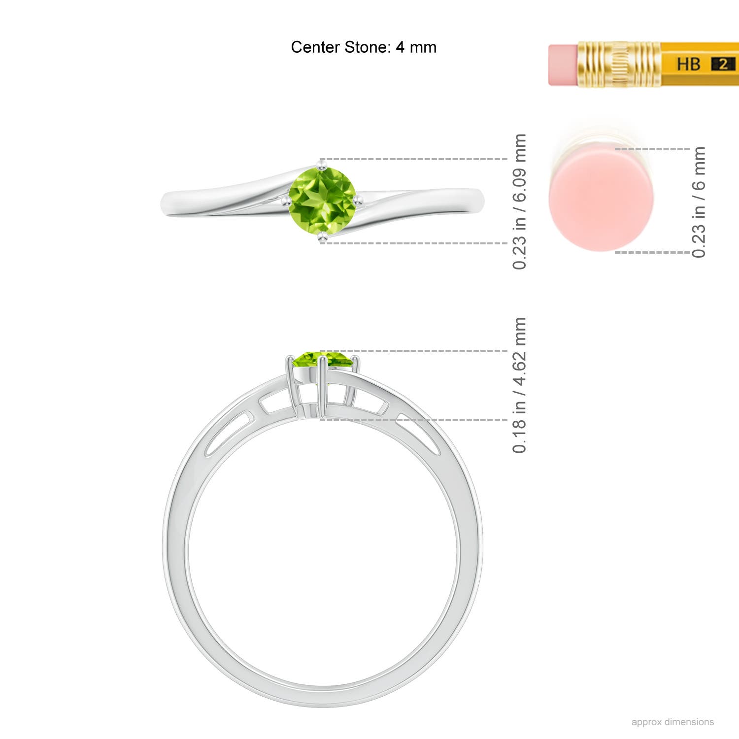 AAA - Peridot / 0.3 CT / 14 KT White Gold