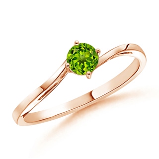 4mm AAAA Classic Round Peridot Solitaire Bypass Ring in 9K Rose Gold