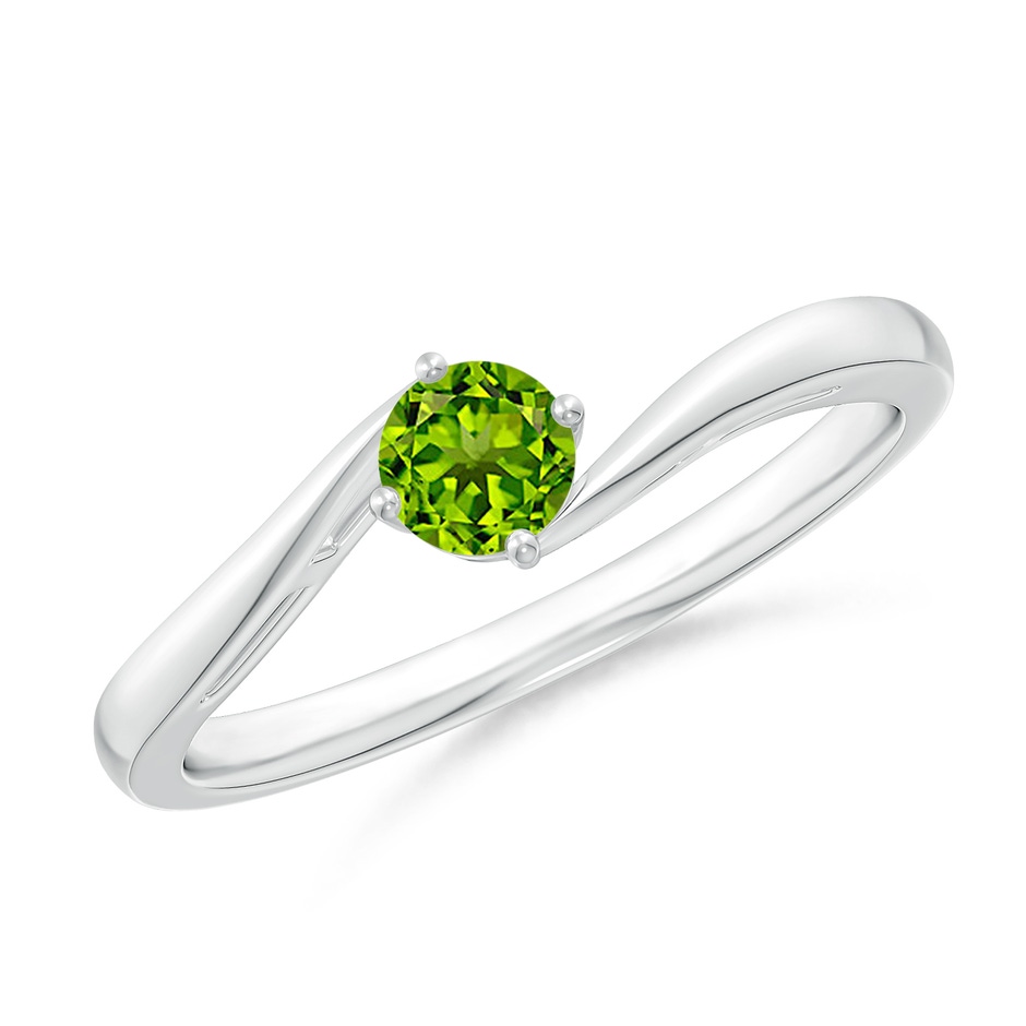 4mm AAAA Classic Round Peridot Solitaire Bypass Ring in P950 Platinum 