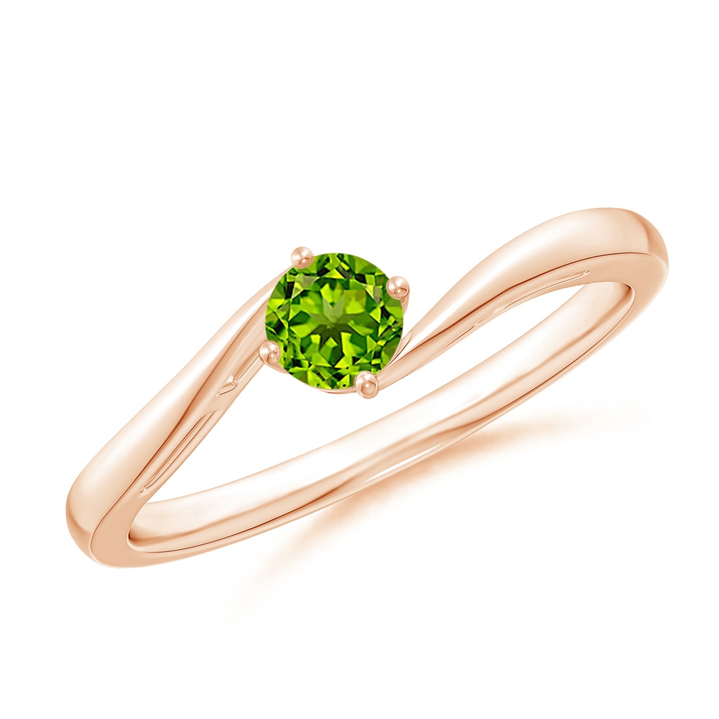 4mm AAAA Classic Round Peridot Solitaire Bypass Ring in Rose Gold