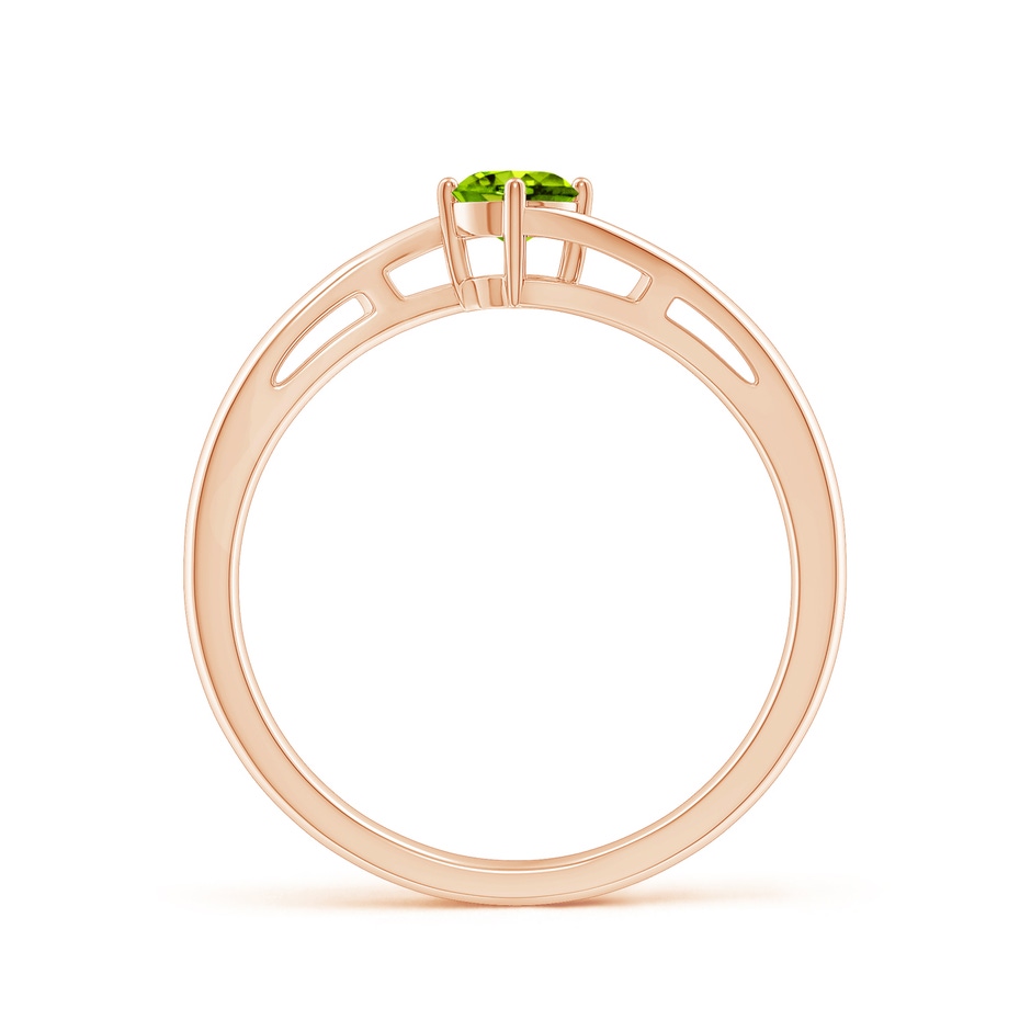 4mm AAAA Classic Round Peridot Solitaire Bypass Ring in Rose Gold side-1