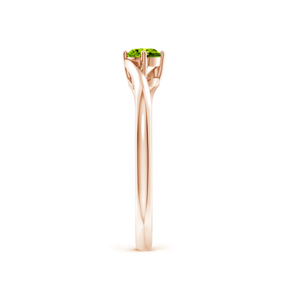 4mm AAAA Classic Round Peridot Solitaire Bypass Ring in Rose Gold side-2
