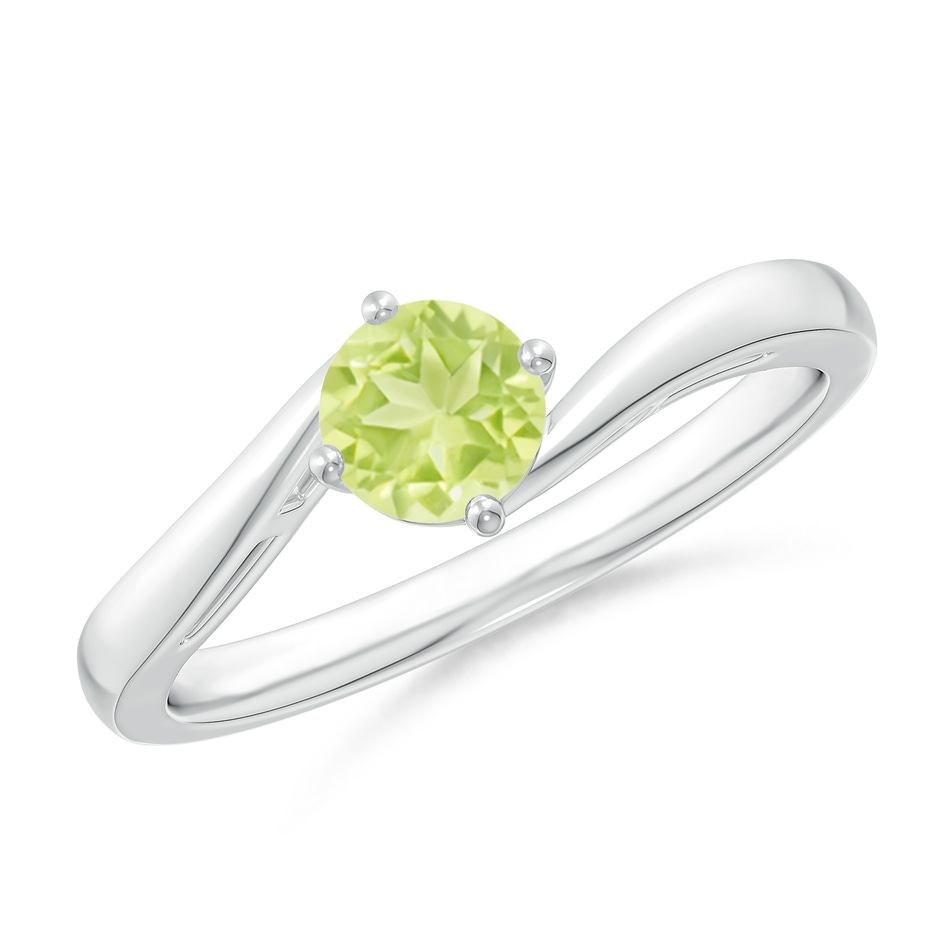 5mm A Classic Round Peridot Solitaire Bypass Ring in P950 Platinum 