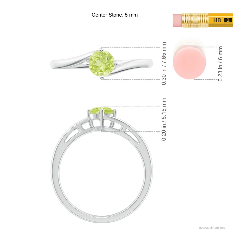 5mm A Classic Round Peridot Solitaire Bypass Ring in P950 Platinum ruler