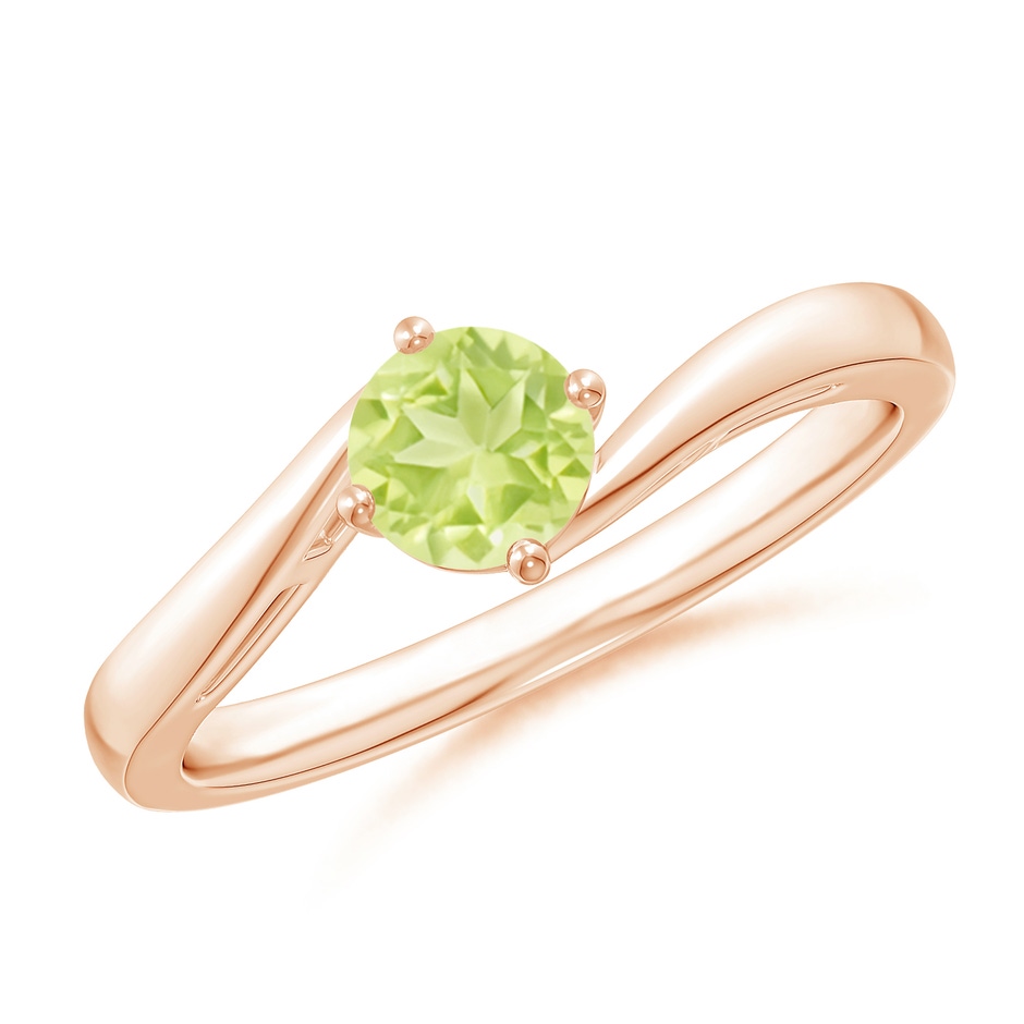 5mm A Classic Round Peridot Solitaire Bypass Ring in Rose Gold 