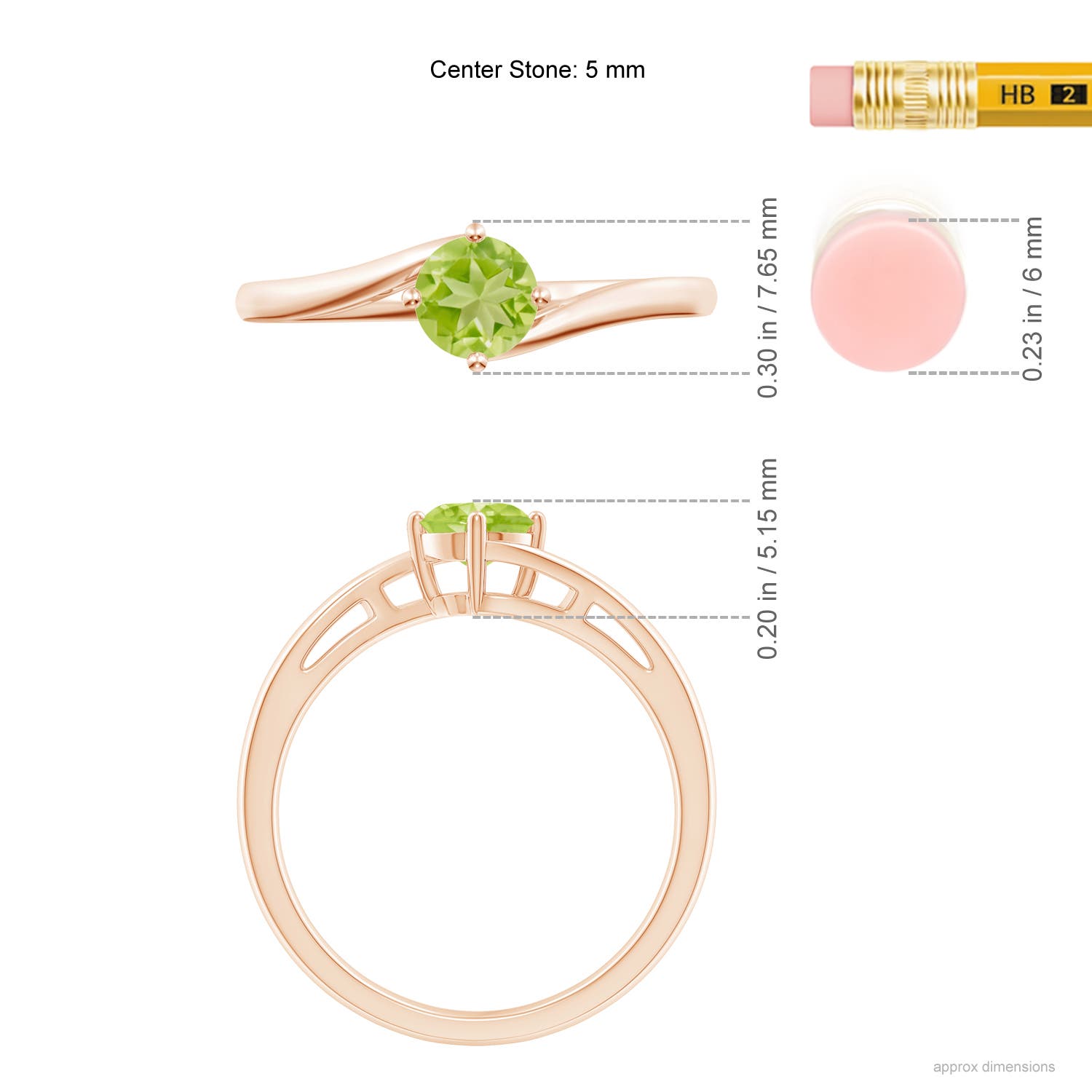 AA - Peridot / 0.55 CT / 14 KT Rose Gold