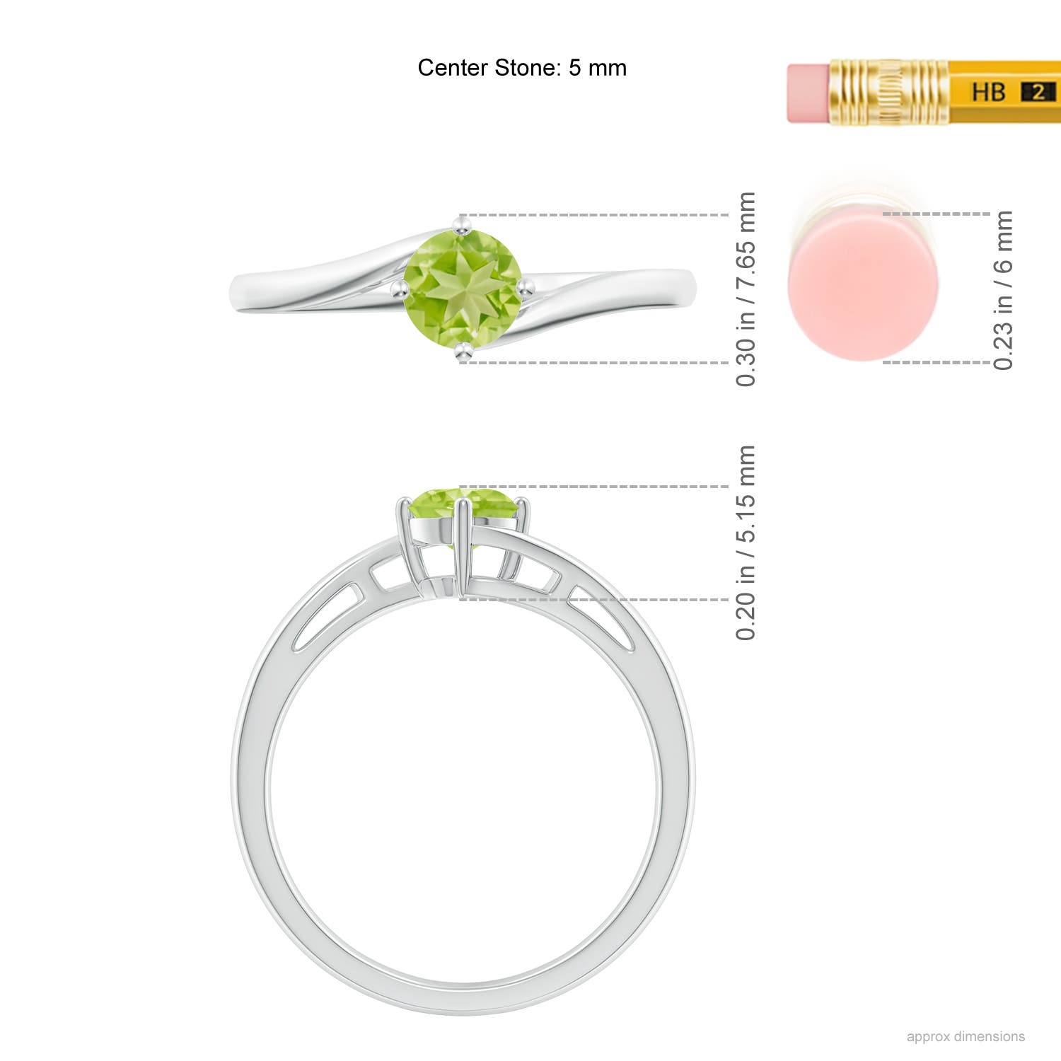 AA - Peridot / 0.55 CT / 14 KT White Gold