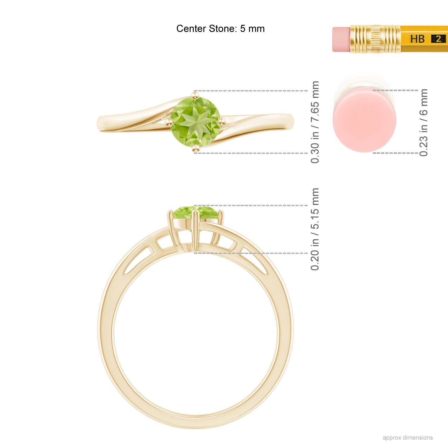 AA - Peridot / 0.55 CT / 14 KT Yellow Gold