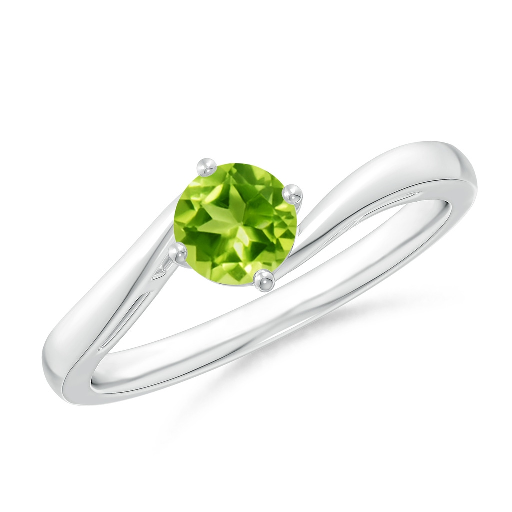 5mm AAA Classic Round Peridot Solitaire Bypass Ring in White Gold