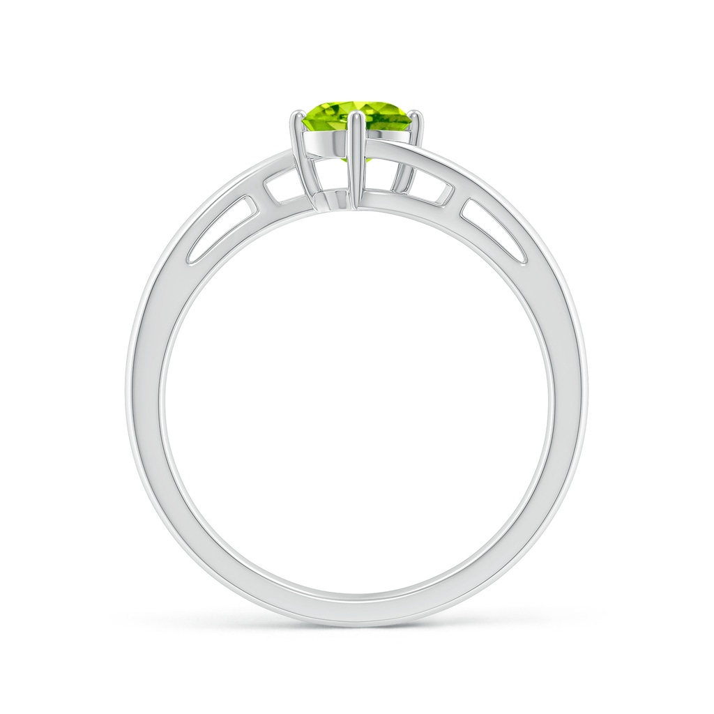 5mm AAA Classic Round Peridot Solitaire Bypass Ring in White Gold Side-1