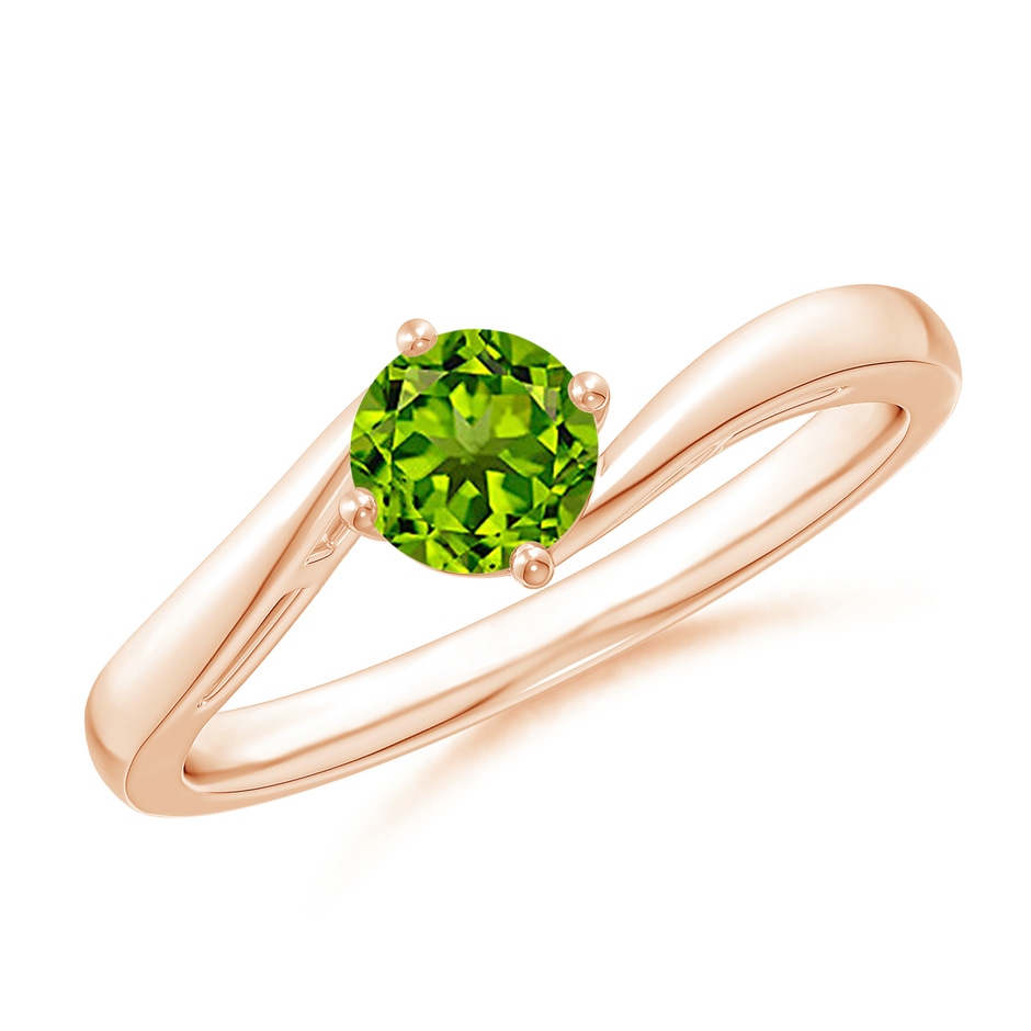 5mm AAAA Classic Round Peridot Solitaire Bypass Ring in Rose Gold 