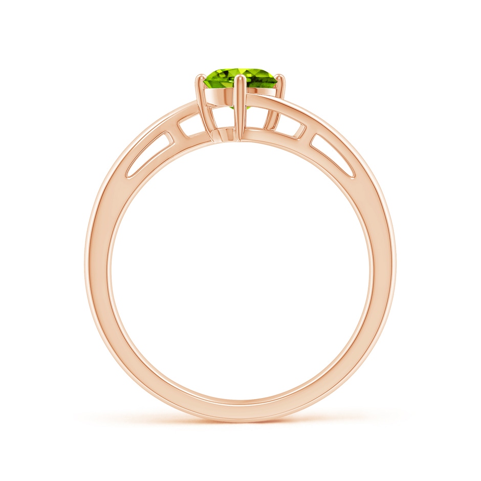 5mm AAAA Classic Round Peridot Solitaire Bypass Ring in Rose Gold side-1