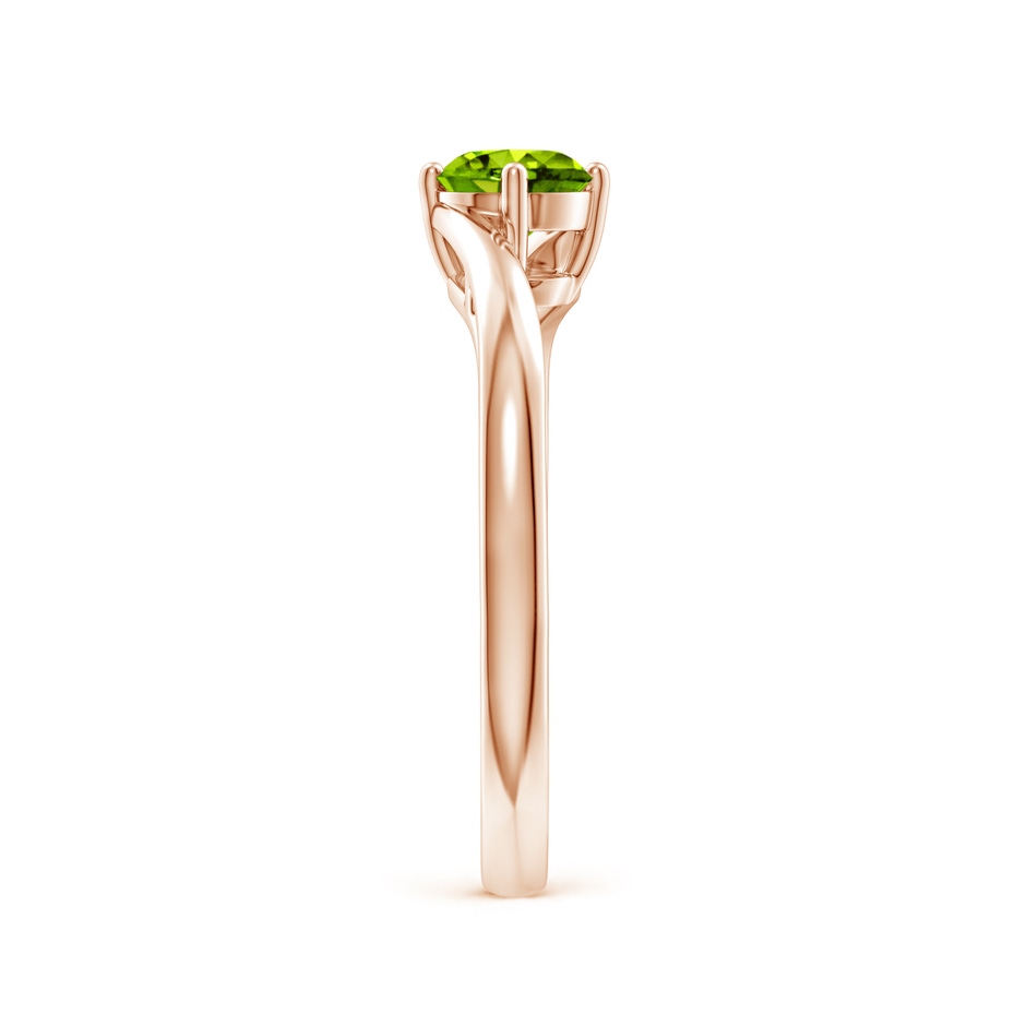 5mm AAAA Classic Round Peridot Solitaire Bypass Ring in Rose Gold side-2