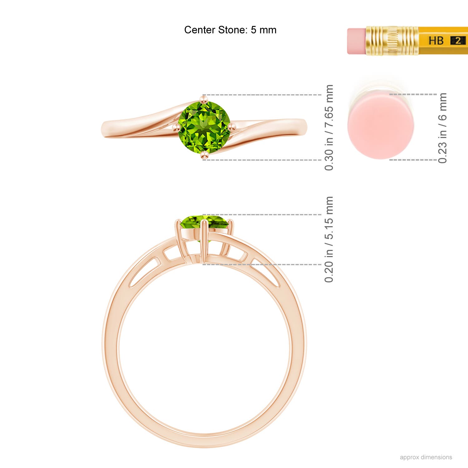 AAAA - Peridot / 0.55 CT / 14 KT Rose Gold