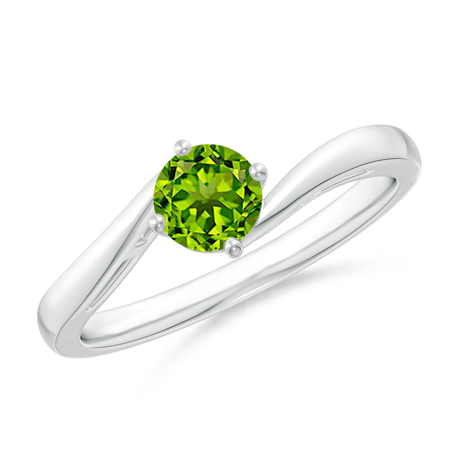 AAAA - Peridot / 0.55 CT / 14 KT White Gold