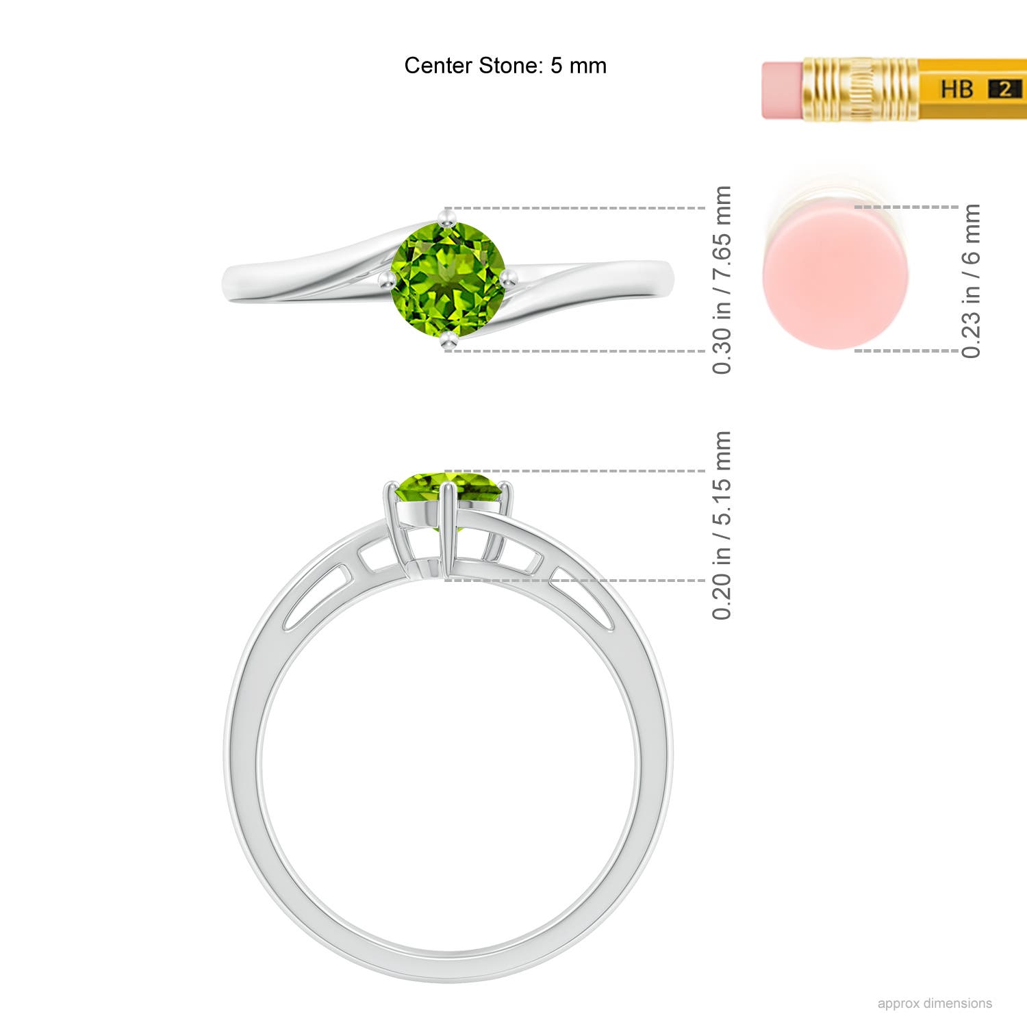 AAAA - Peridot / 0.55 CT / 14 KT White Gold